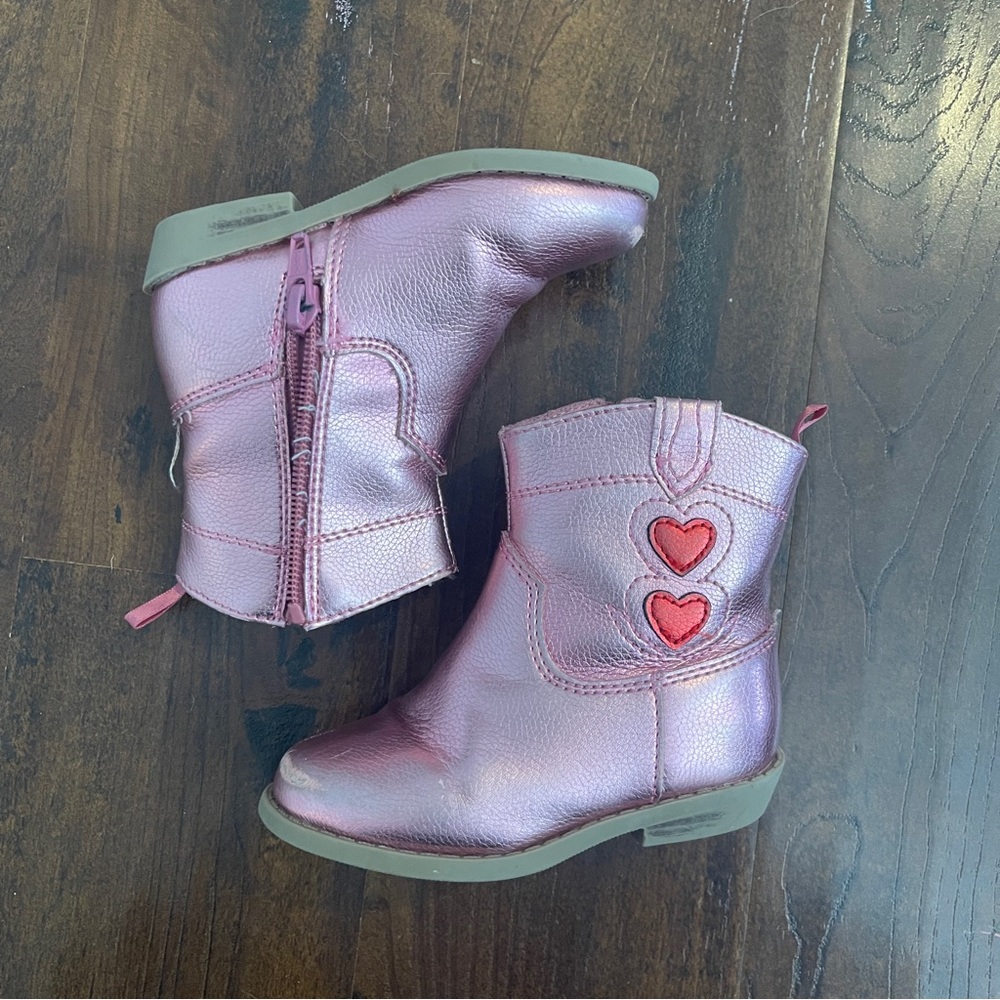 Pink Toddler Boots with Heart Design